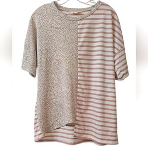 Lovely Melody Pink and White Striped and Leopard Print Top Size S